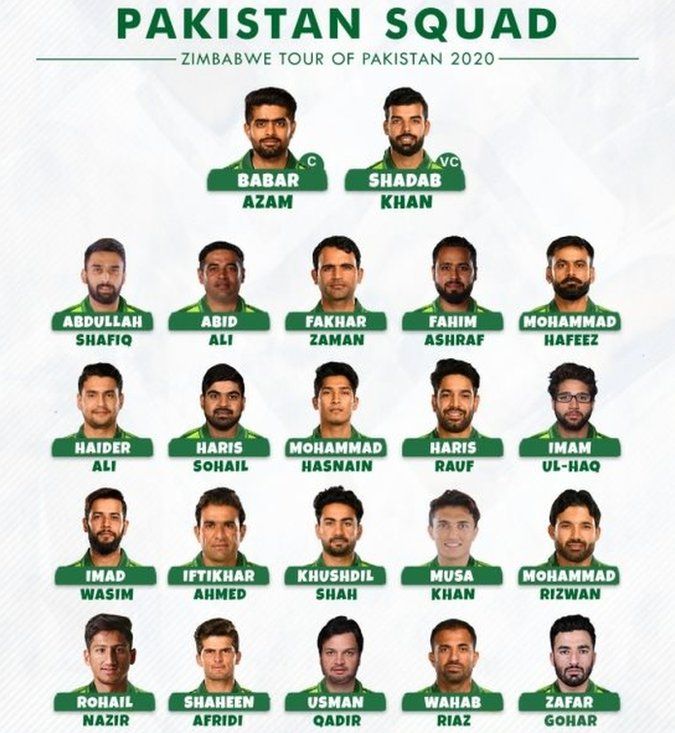 pakistan team squad against Zimbabwe